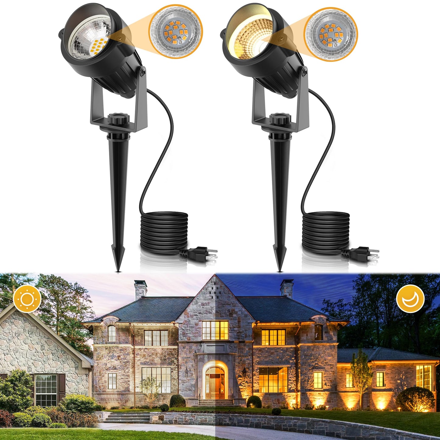 Rynx | L Lohas LED 5W Landscape Spotlight, 450Lm Dusk Till Dawn, IP66 Waterproof, 2 Pack, Soft