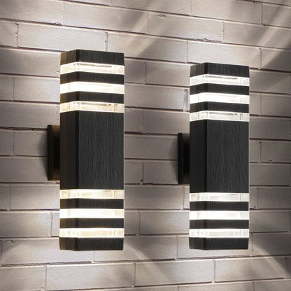Rynx | Tewei 3-layer black outdoor wall lamp, Ip65 waterproof lamp, warm white 3000K, 2 pack