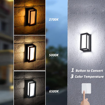 Rynx | Rosykite 18W Led Outdoor Wall Lamps 2-Pack, Waterproof Adjustable White, Modern Rectangle-Cct Fixtures