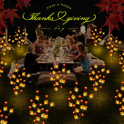 Rynx | Behiller Autumn Jewelry Solar Garden Lighting - 4 Pack 80Led Pumpkin & Maple Leaf For Roof Party