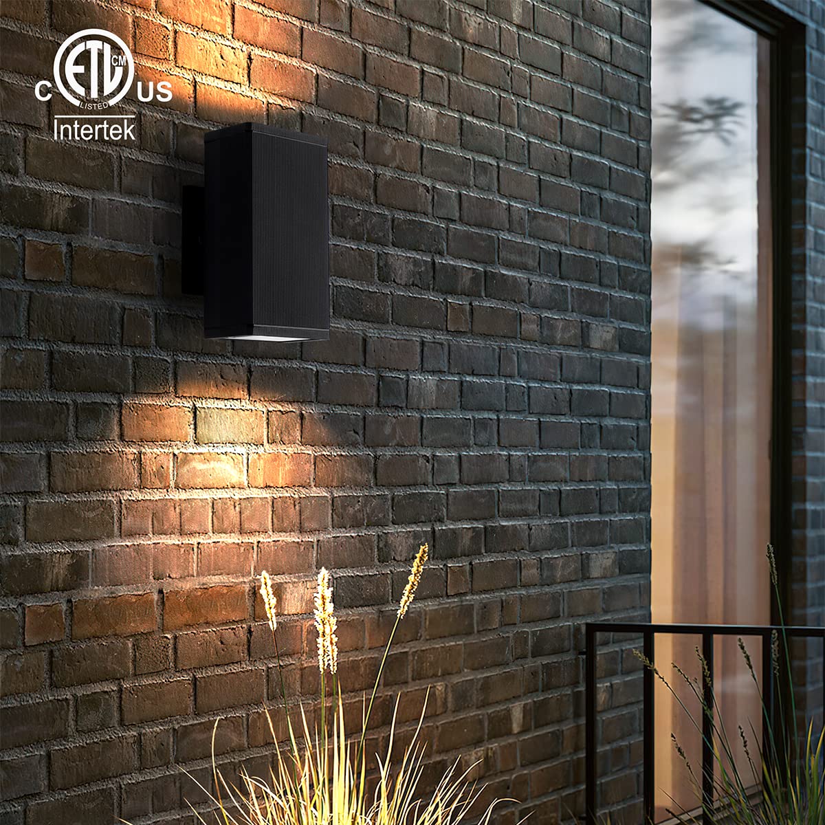 Rynx | Mirrea 8In Matte Black Outdoor Patio Light - 2 Pack, Led Gu10 Wall Lamp, Aluminum Up/Down Lighting