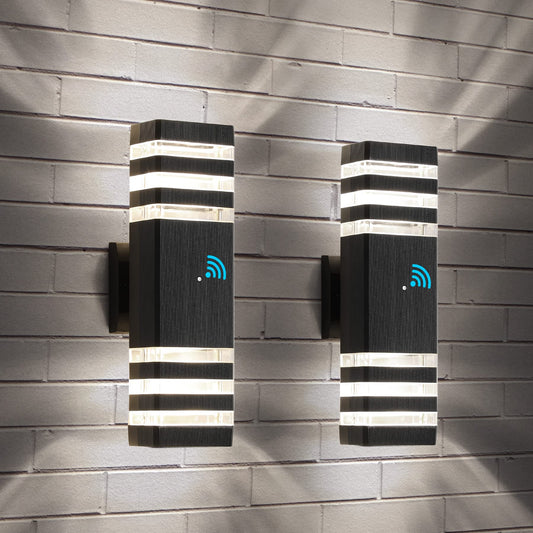Rynx | Tewei Dusk To Dawn Outdoor Wall Lamps, Black 3-Layer Wall Sconce, Ip65 Waterproof, 2 Pack