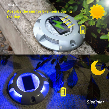 Rynx | Siedinlar Solar Cell Deck Lights - Blue Led Waterproof Driveway Markers, 4 Pack For Outdoor Use