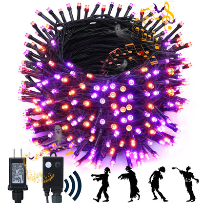Rynx | Toodour 82Ft Halloween String Lights, 200 Led Waterproof Motion Sensor, Orange & Purple Decor