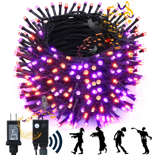 Rynx | Toodour 82Ft Halloween String Lights, 200 Led Waterproof Motion Sensor, Orange & Purple Decor
