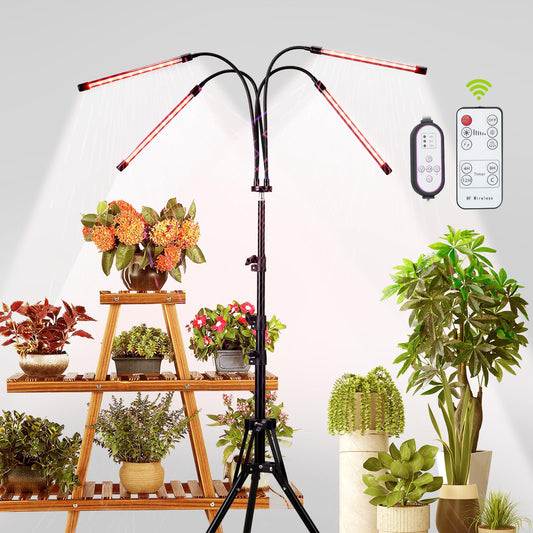 Rynx | Wtintell Led Growth Light For Indoor Plants, Led Plant Growth Light With Stand, Led Full Spectrum, 10 Dimmable Levels, 3 Modes Timing, Tripod Adjustable 15-72 Inches.