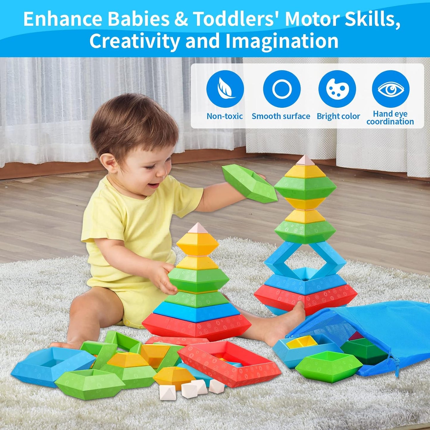 Rynx | Learning Pyramid Stacking Blocks – Creative, Safe & Decorative
