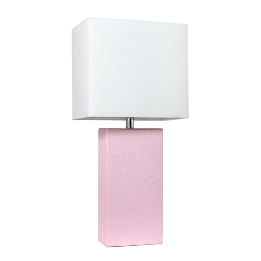 Rynx | Elegant Design Lt1025-Bpk Modern Leather Table Lamp With White Fabric Stem, Blush Pink (Package of 1)