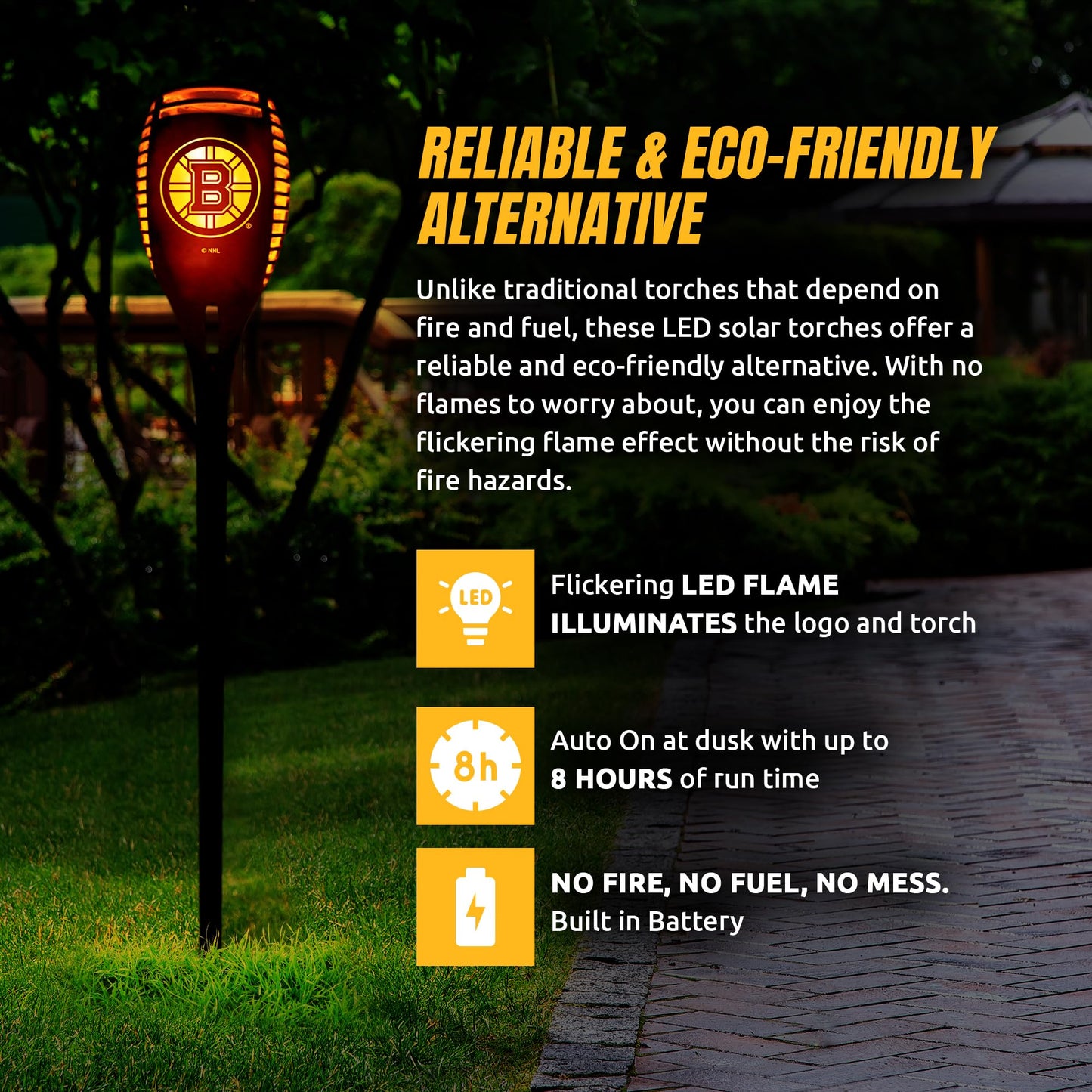 Rynx | Sporticulture Boston Bruins Sunlight Flashlight - Waterproof Flaming Hat For Terrace & Poolside
