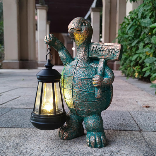 Rynx | Joybee Garden Sculptures Turtle With Solar Lamp Outdoor Decor - Turtle Solar Figurine Light Decorations For Patio Garden Grass Plant