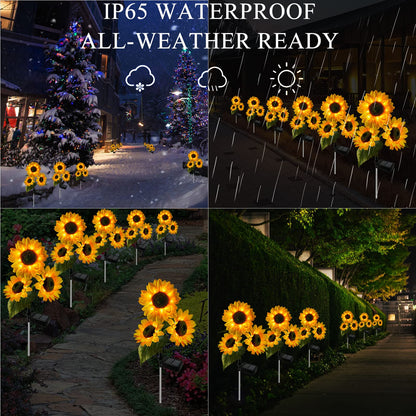 Rynx | Nooneast 3 Pack Sunflower Light Sources - Yellow Led Waterproof Garden Decoration For Terrace & Garden
