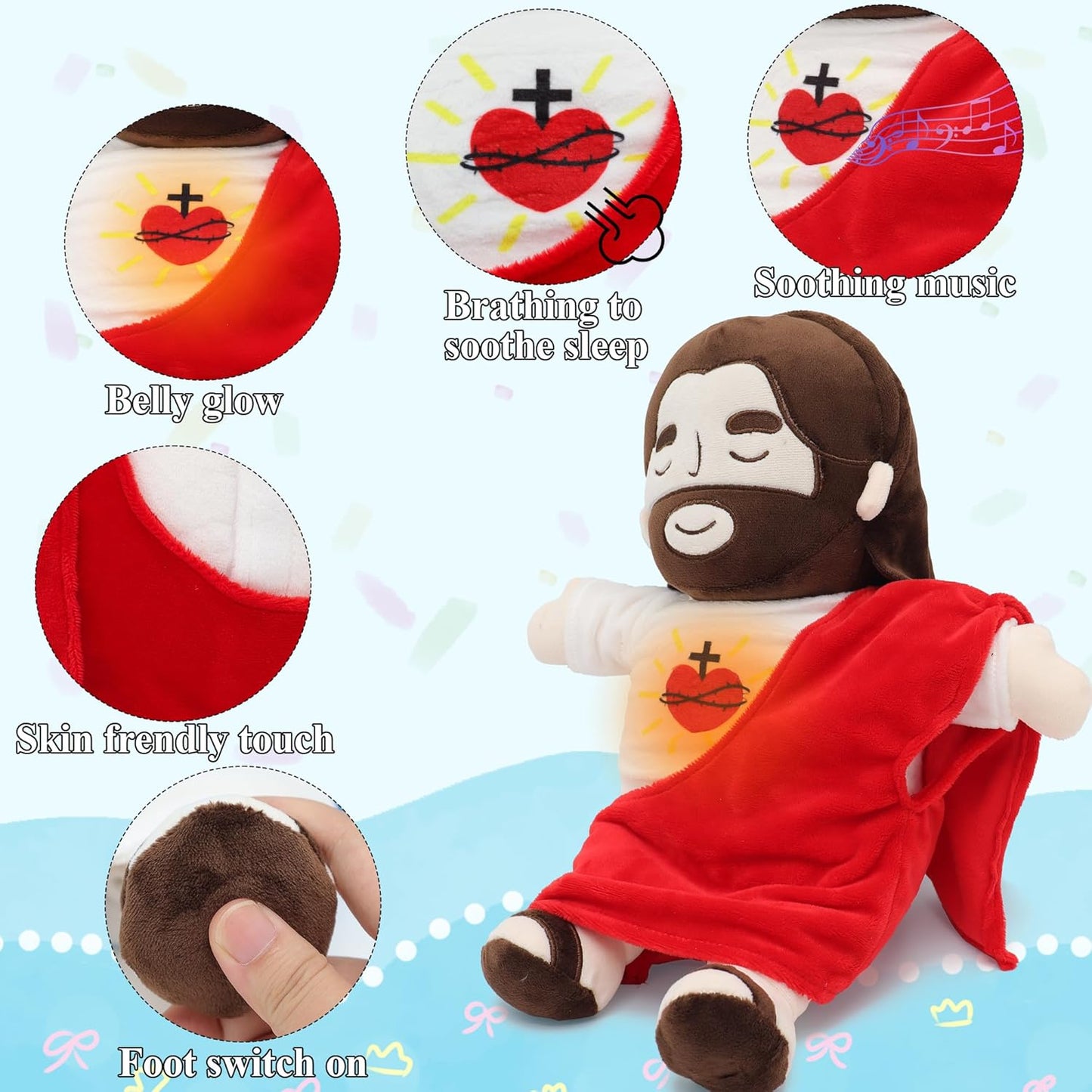 Rynx | Soothing Jesus Plush Toy with Calming Breathing & Sounds