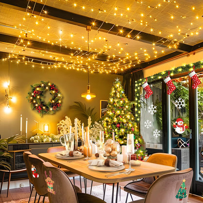 Rynx | Sauirs 197Ft 500 Led Warm White Christmas Light Strings, Water Resistant, 8 Modes, Timer, Indoor/Outdoor