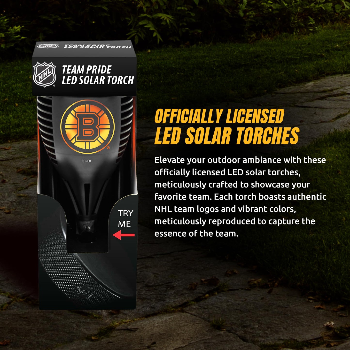 Rynx | Sporticulture Boston Bruins Sunlight Flashlight - Waterproof Flaming Hat For Terrace & Poolside