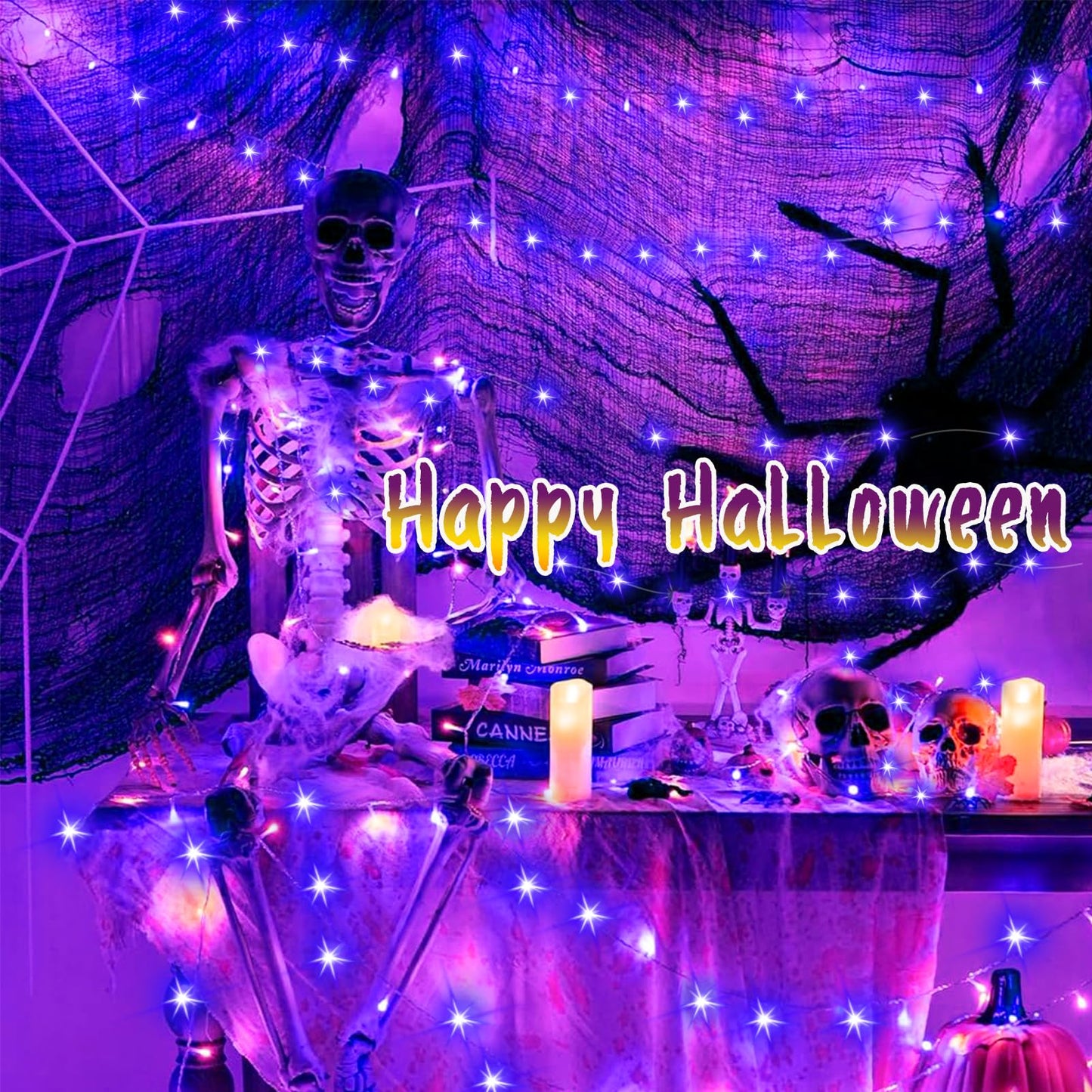 Rynx | Illuminew 300 Led Purple Outdoor Light String - Waterproof Halloween Decor, 108 Ft, 8 Modes