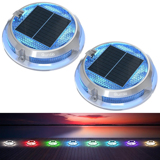 Rynx | Quntis Rgb Solar Cell Deck Light 2 Pack, 11 Lighting Modes Solar Powered Outdoor Waterproof Ip68, Stair Lights For Outside, The