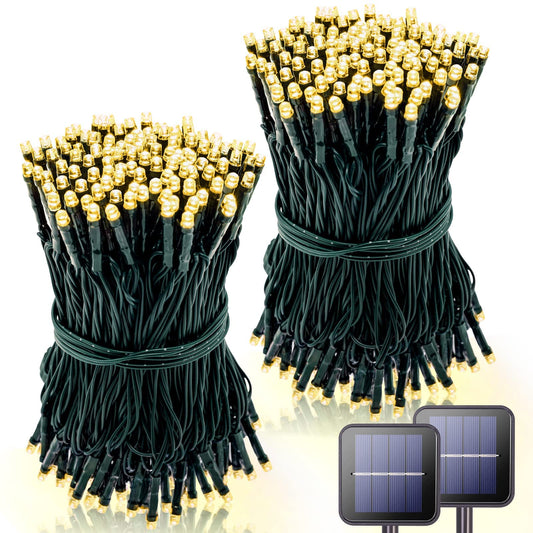 Rynx | Potive 42.7Ft Warm White Solar Christmas Lights, 2 Packs Total 200 Led Solar Lights Outdoor, 8 Modes Solar String Lights Outdoor Waterproof For Wood Terrace Garden Wedding Garden Decorations