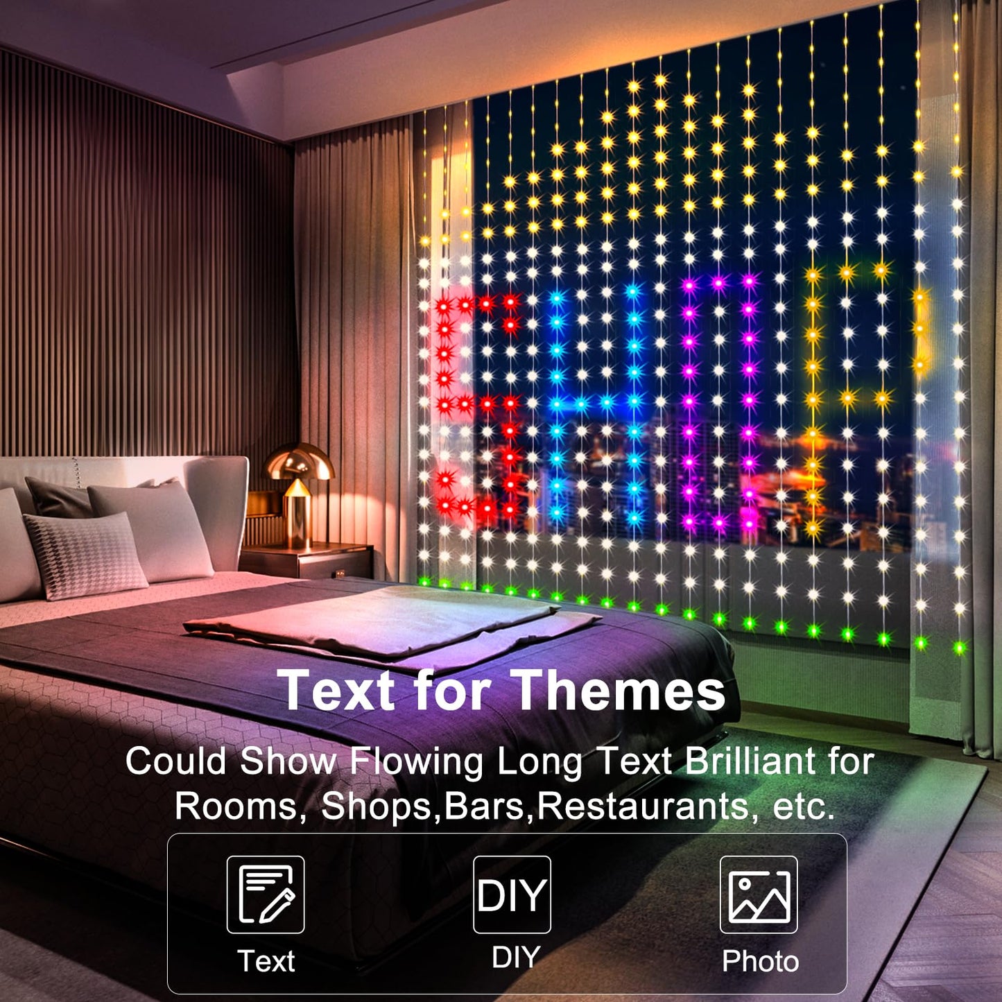Rynx | Dealbeta Smart Curtain Lights, 400 Led Music Sync Light, 6.6Ft X 6.6Ft, App &