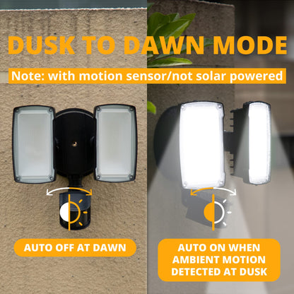 Rynx | Ume 19W LED Floodlight with Motion Sensor, 2000Lm, 5000K, IP65 Waterproof - Black