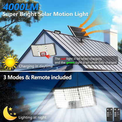 Rynx | Tobusa 292 LED Solar Outdoor Light With Motion Sensor & Remote Control, 4000Lm, 3 Modes, IP65,
