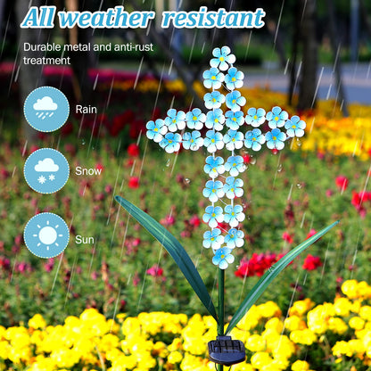 Rynx | Joyathome Solar Cross Garden Stake Light, 40&quot; With 24 Led Warm White Flower Lights