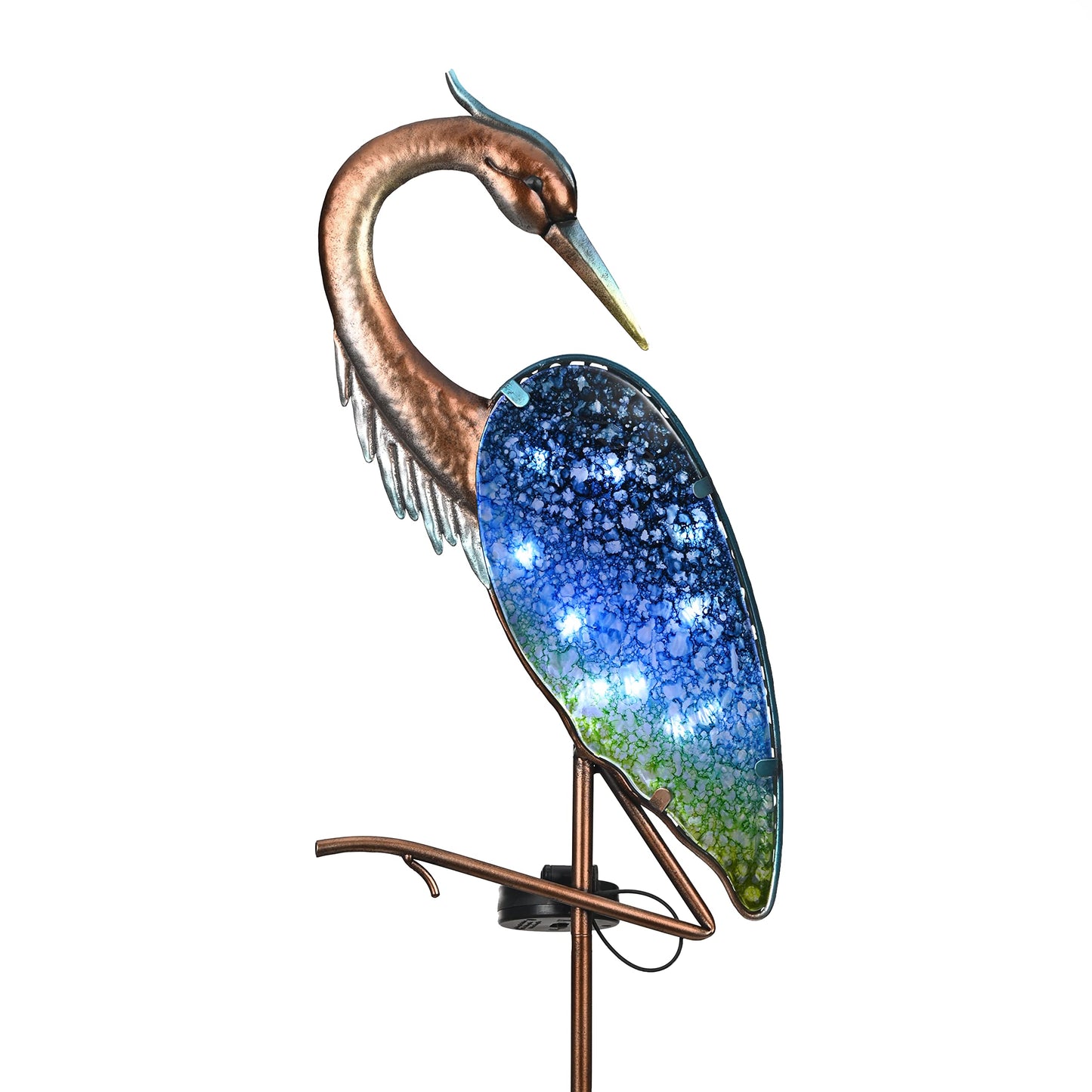 Rynx | Teresa'S Collections Blue Heron Solar Lights, Metal Yard Art For Garden Decor, 43"