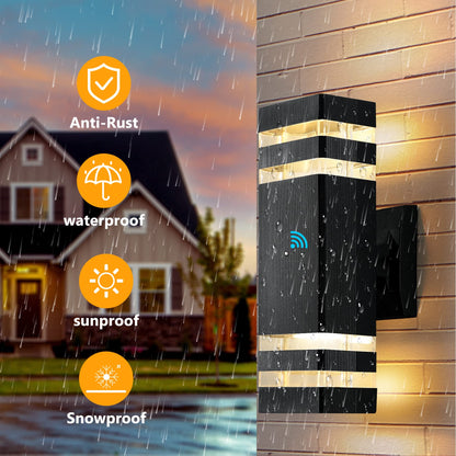 Rynx | Tewei Dusk To Dawn Black Outdoor Wall Lights, Waterproof LED Wall Lamp, 3000K, 2-Pack