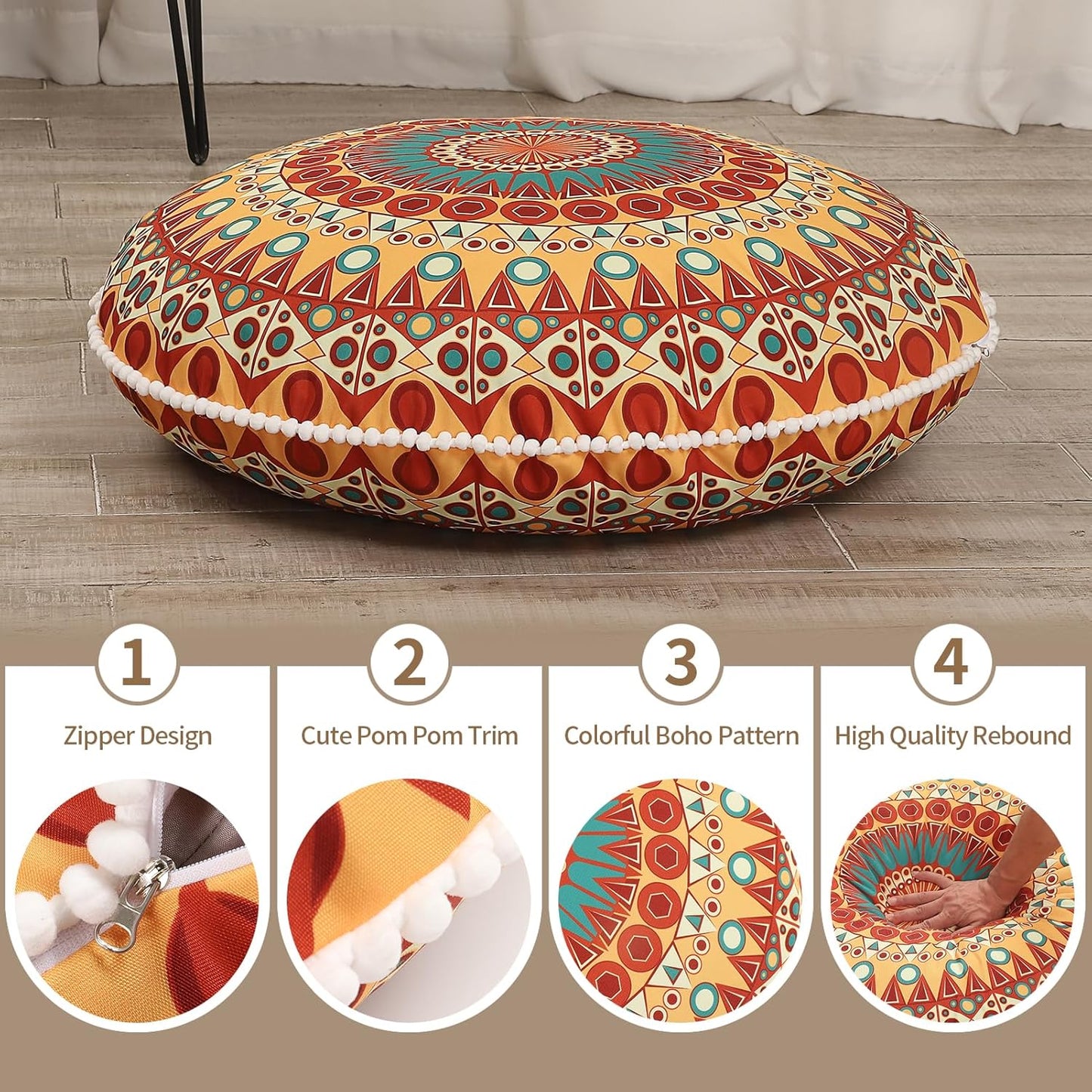 RYNX | Large Meditation Cushion with Memory Foam (81 cm)