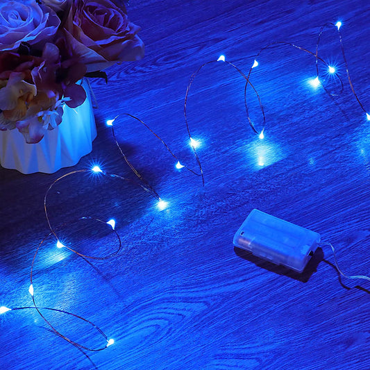 Rynx | Mikasol Fairy Lights Battery Powered, 4 Packs Mini 3*AAA Battery Powered Copper Wire LED Star Lights (5M/16Ft Blue)