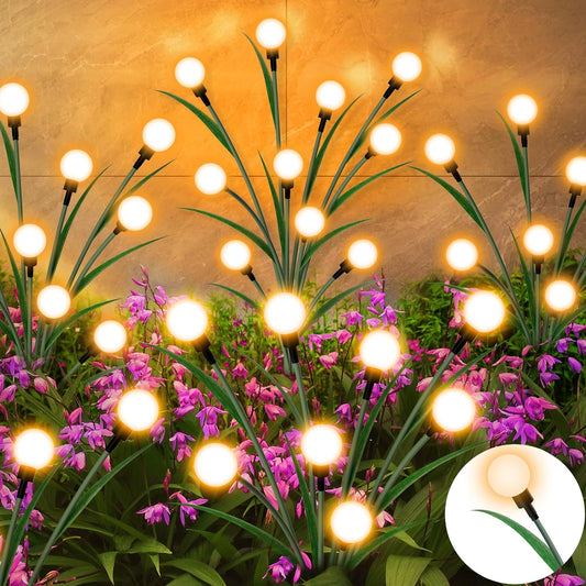 Rynx | Solar Garden Lighting - 2024 New Improved Leaf Design 10 LED Solar Fireworks Lights