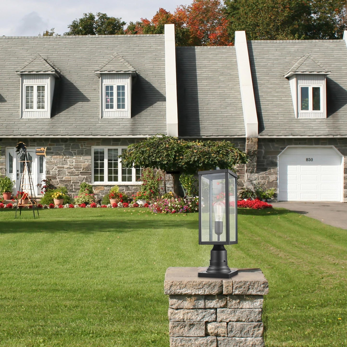 Rynx | Globe Electric 1-Light Outdoor Lamp Post, Matte Black, Clear Glass, Bulb Not Included