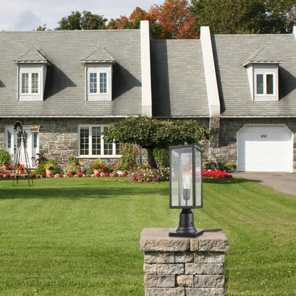 Rynx | Globe Electric 1-Light Outdoor Lamp Post, Matte Black, Clear Glass, Bulb Not Included