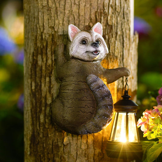 Rynx | Fashionoda Raccoon Tree Hanger With Solar Lamp - 7.4 Inch Opossum Outdoor Statue For Garden Yard Decor Outside, Best Garden G