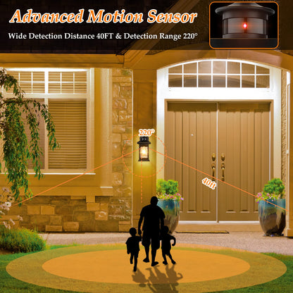 Rynx | Filiyano Motion Sensor Outdoor Light - Retro Twilight to Morning Light Black Waterproof Lantern 1-Pack