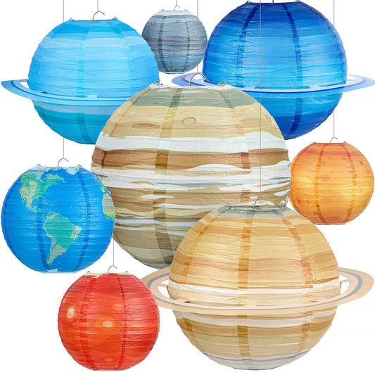 Rynx | Hortsun 8 Pack Planet Paper Lanterns - Colorful Hanging Sky Decorations For Birthday Parties