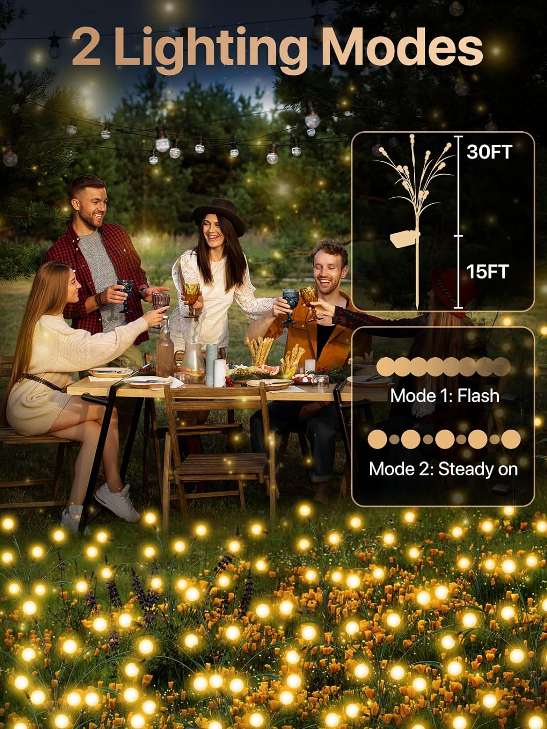 Rynx | Solar Garden Lighting - 2024 New Improved Leaf Design 10 LED Solar Fireworks Lights
