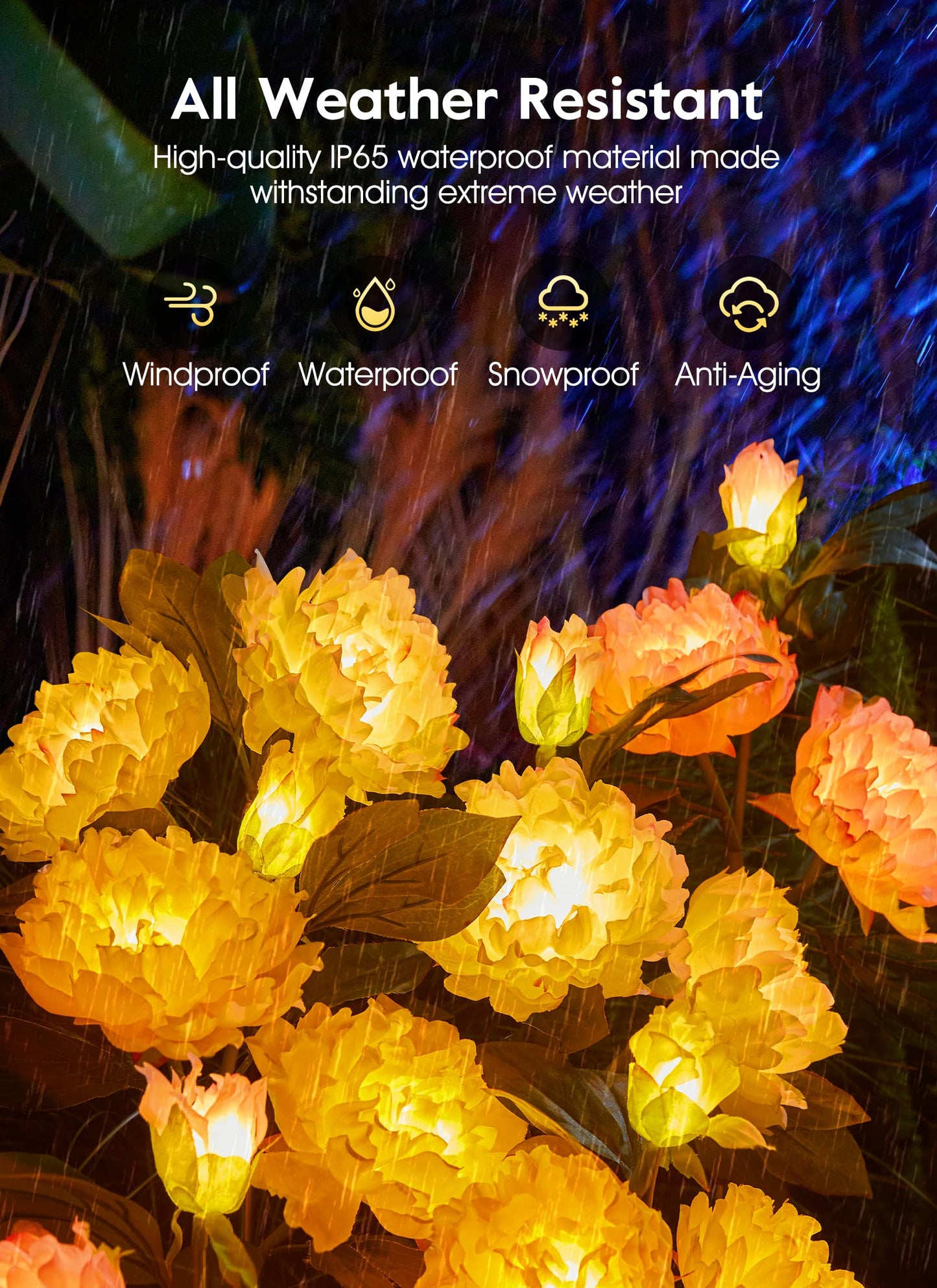 Rynx | Brightown Outdoor Sunflower Lights - 3 Pack Waterproof Peony Garden Decorations