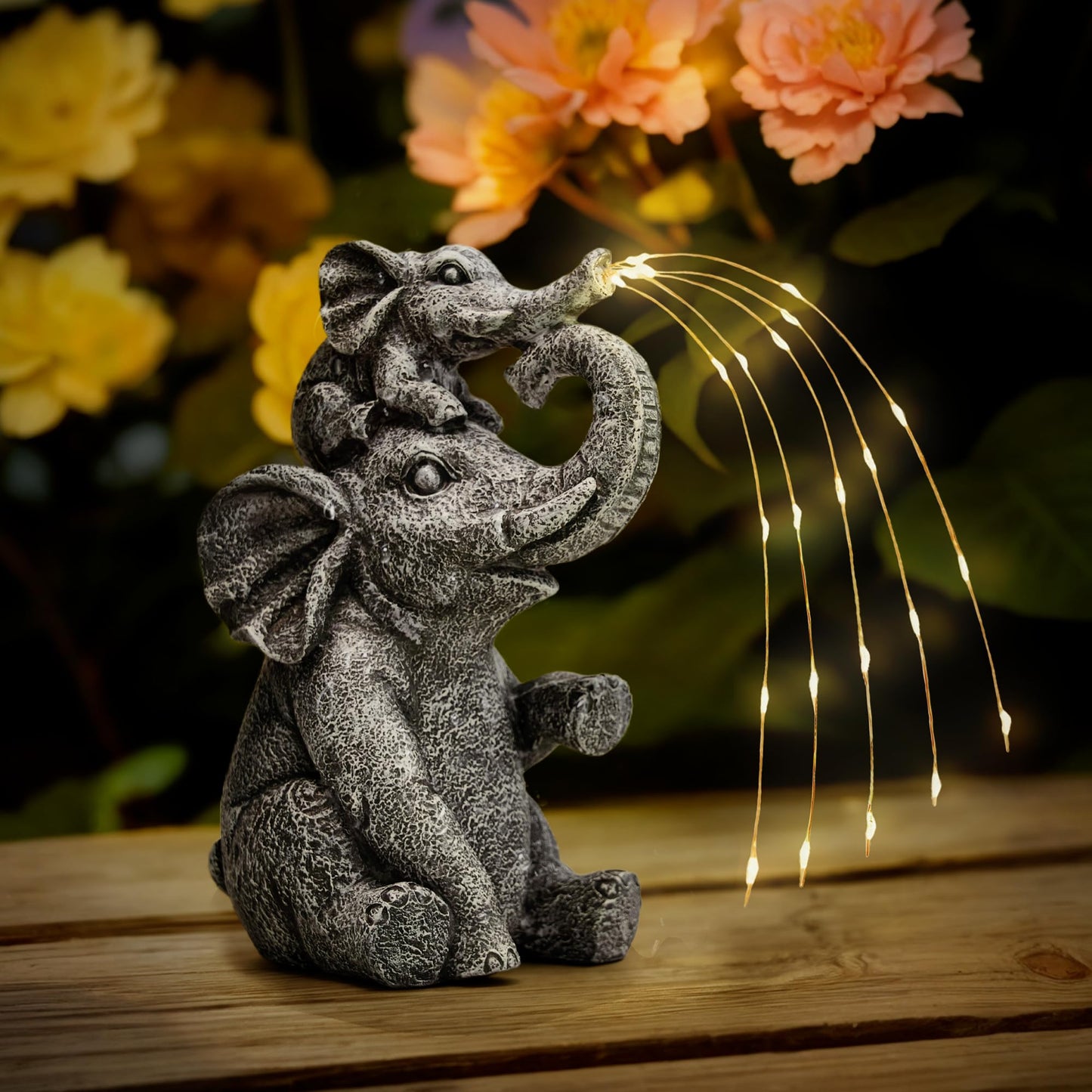 Rynx | Otdair Solar Garden Decoration Elephant, Outdoor Statue With 5 LED Light Sources, Outdoor Solar Light For Garden, Garden And Terrace
