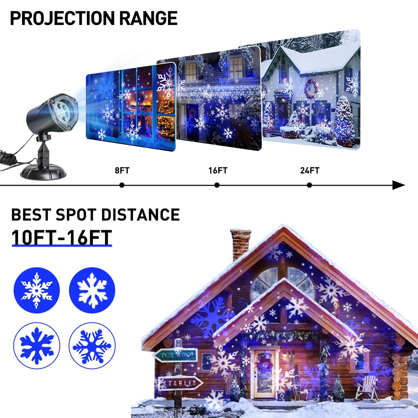 Rynx | Vanthylit Christmas Projection Light - Blue Snowflake, Waterproof Led For Indoor & Outdoor Decoration