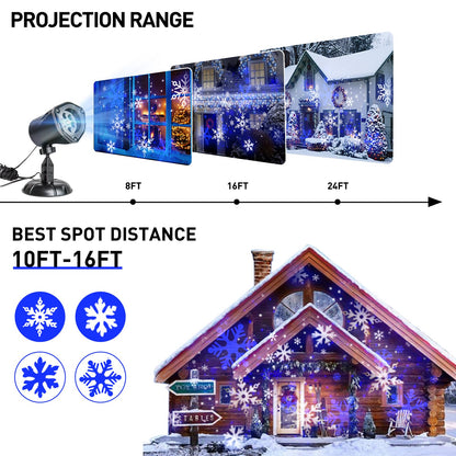 Rynx | Vanthylit Christmas Projection Light - Blue Snowflake, Waterproof Led For Indoor & Outdoor Decoration