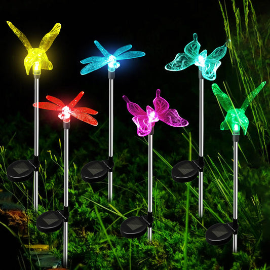 Rynx | Anordsem Sunlight Outdoor Decorations: Garden Stake Light Waterproof For Yard Decorative Outside - Dragonfly Hummingbird Butterfly Led Lamp Patio Path Decor 6 Pack