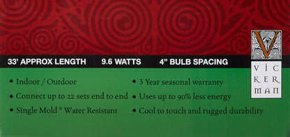 Rynx | Vickerman 100 Lights G12 Led Green Light Set On Green Wire - Perfect For Christmas Decoration