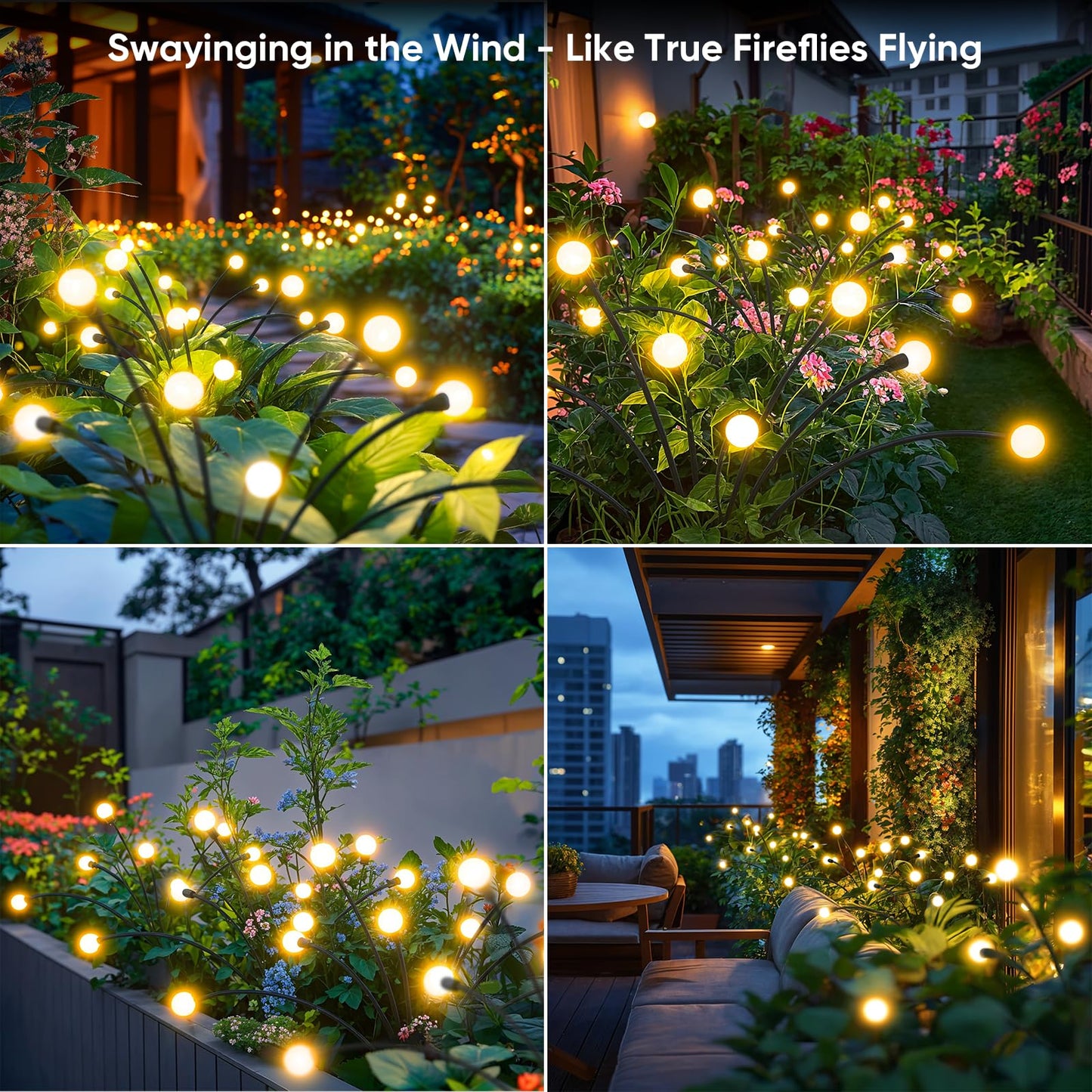Rynx | Nfever Sunlight Outdoor Garden Decoration - 4 Pack Warm White LED Glittering Light Sources for Garden Path