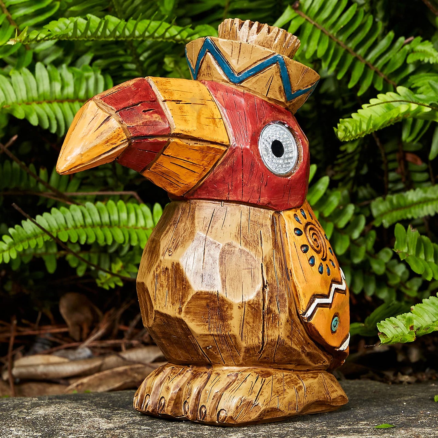 Rynx | Yiosax Sun Tiki Statue-Woodpecker Bird-Garden Hawaiian - Sun Outdoor Light Garden Sculptures & Statues Totem Pol Bar Outdoor Patio Pool Garden Summer Decorations