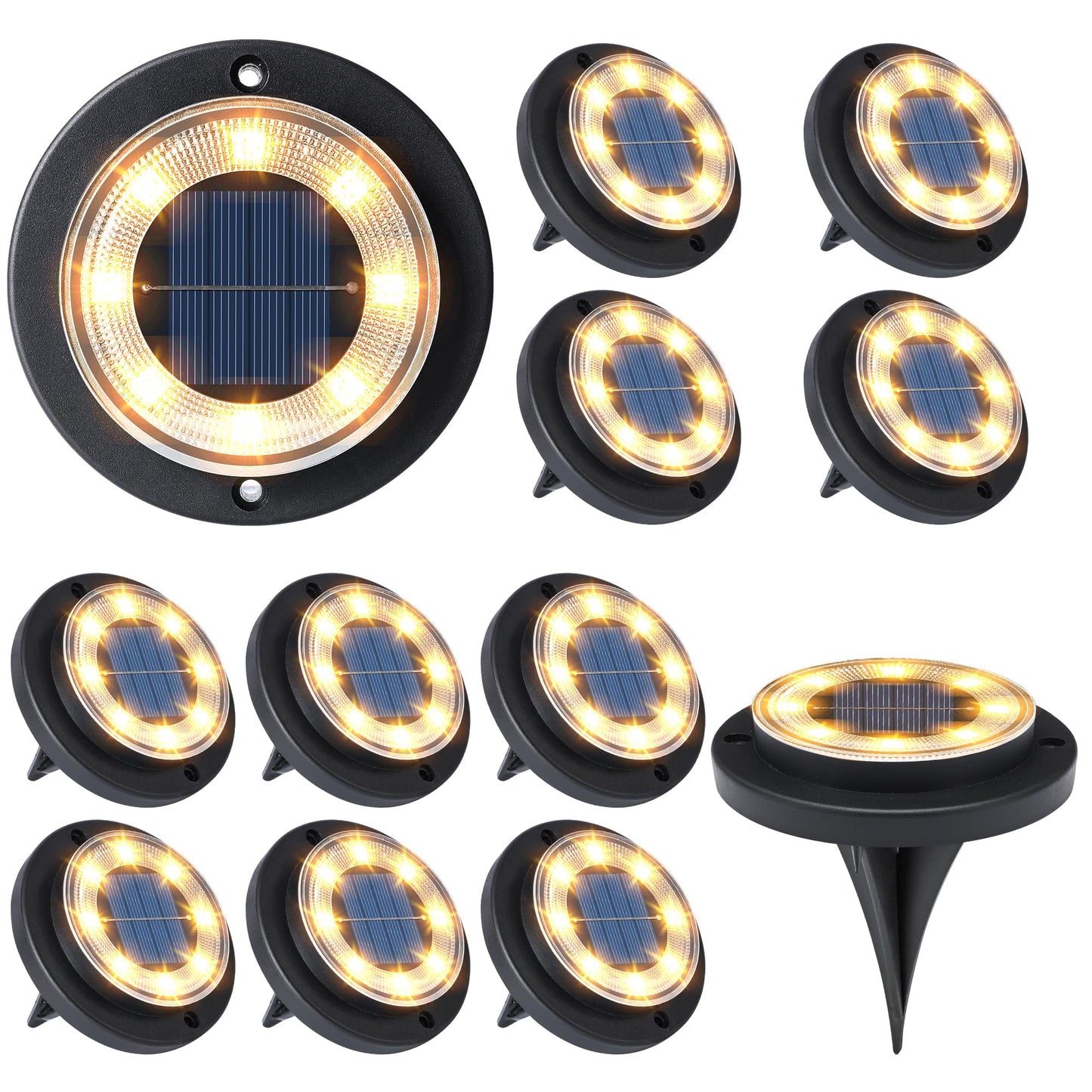 Rynx | Flacchi Solar Ground Light - Solar-Powered Lights Outdoor Solar Disc Lights Waterproof Landscape Lights For Patio Garden Path