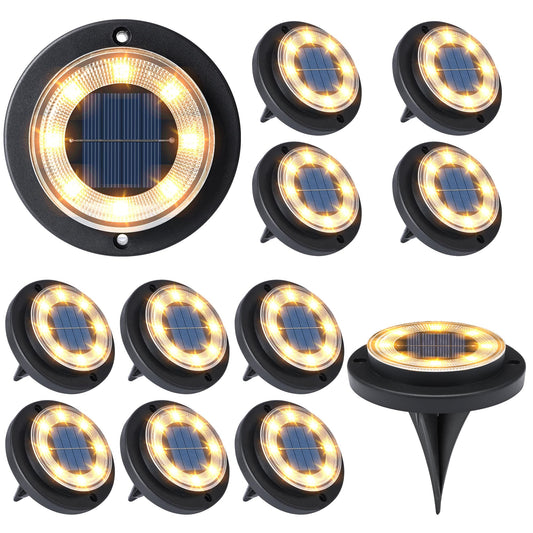 Rynx | Flacchi Solar Ground Light - Solar-Powered Lights Outdoor Solar Disc Lights Waterproof Landscape Lights For Patio Garden Path