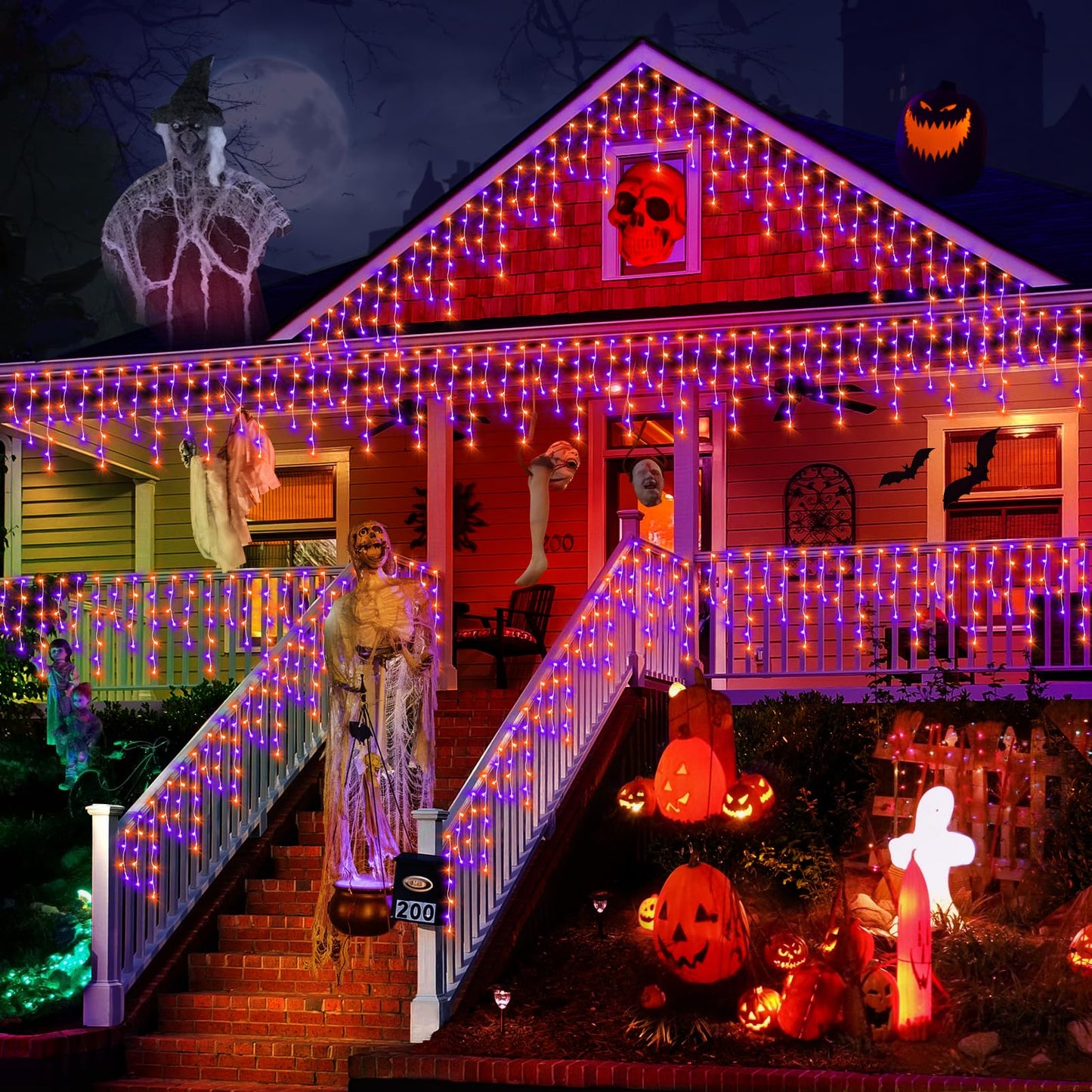 Rynx | Knonew 33Ft 400 Led Orange Purple Halloween String Lights, 8 Modes, Timer, Connectable Decor