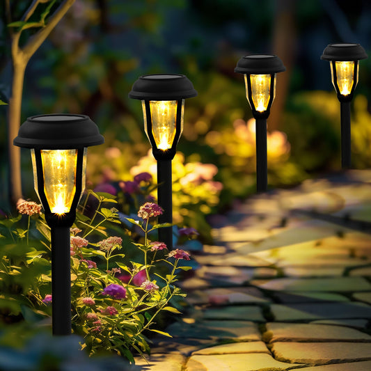Rynx | Solpex Solar Path Light 8 Pack Waterproof Outdoor Garden Light, Warm White, Black