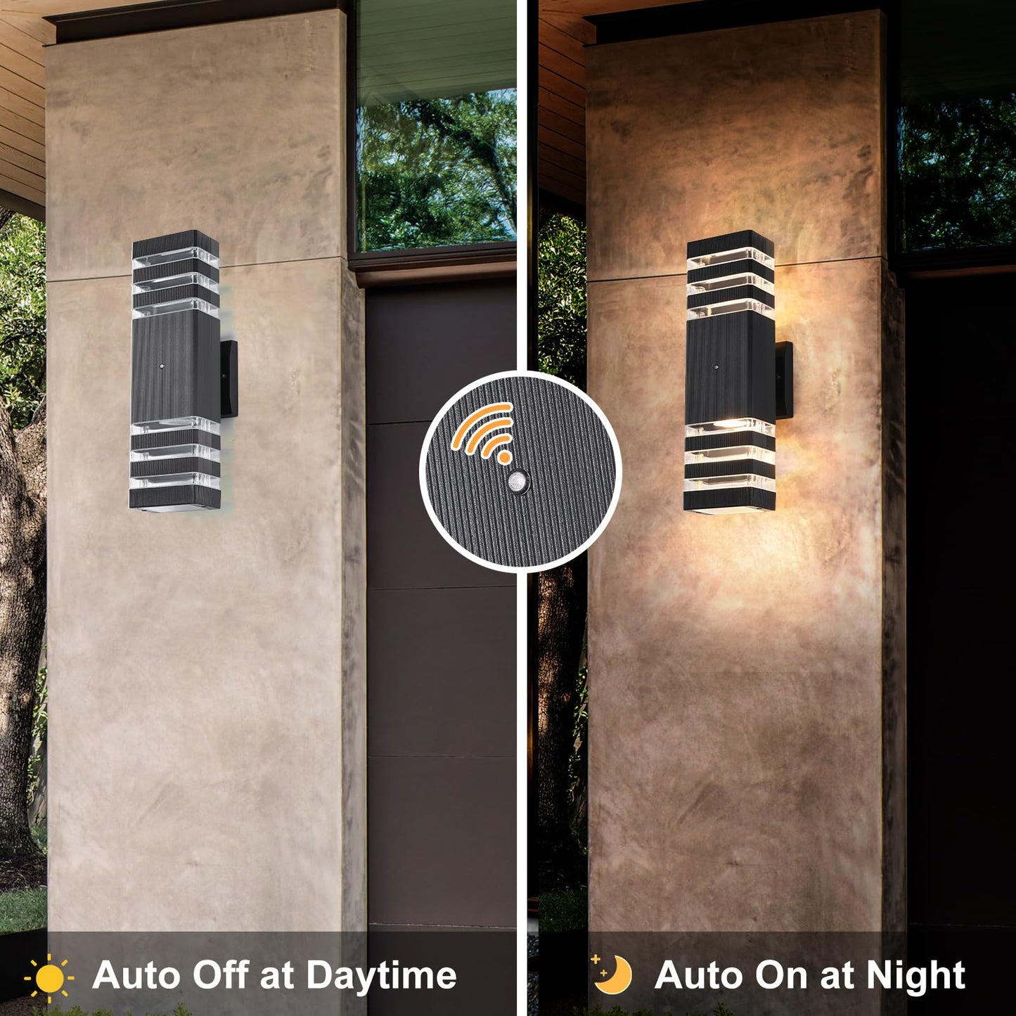 Rynx | Zhmdjdsh Dusk To Dawn Outdoor Wall Lamps - 3000K Warm White Aluminium Up/Down Veranda Lights