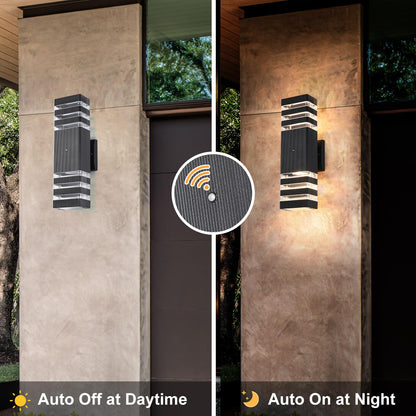Rynx | Zhmdjdsh Dusk To Dawn Outdoor Wall Lamps - 3000K Warm White Aluminium Up/Down Veranda Lights